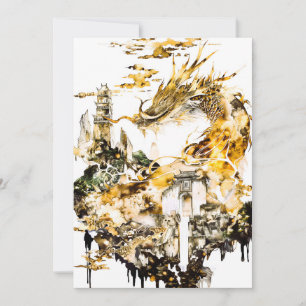 Faire-part Temple de dragon de la mythologie asiatique majest