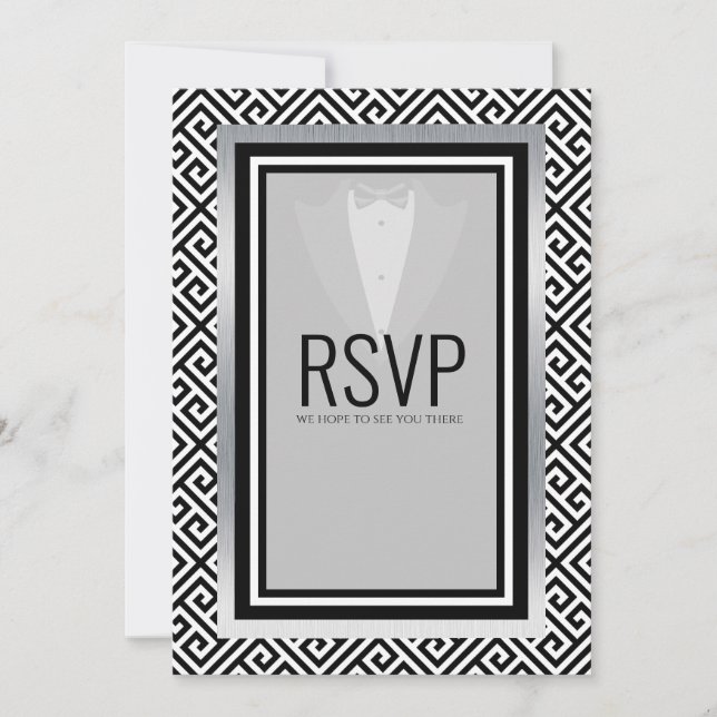 Faire-part Tenue de soirée noire et argentée sur mesure pour  (Devant)