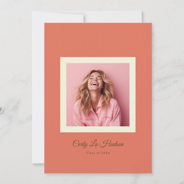 Faire-part Terracotta Cream Minimal High School Photo Grad (Devant)