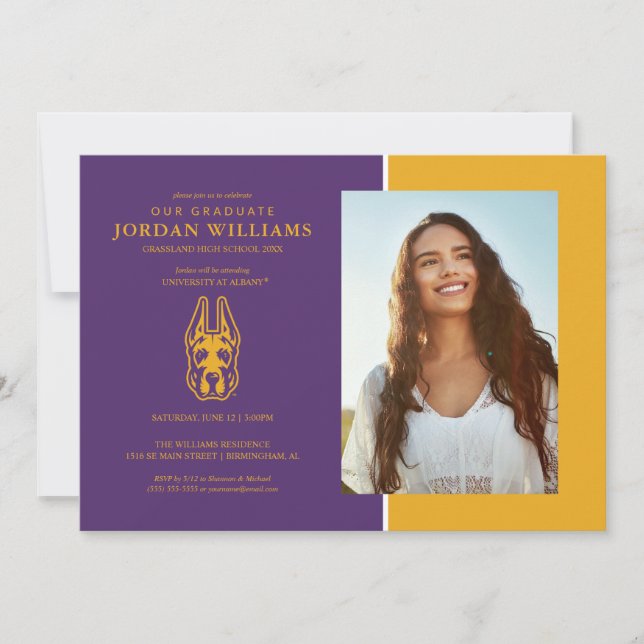 Faire-part Tête de mascotte Great Dane de l'Université d'Alba (Devant)