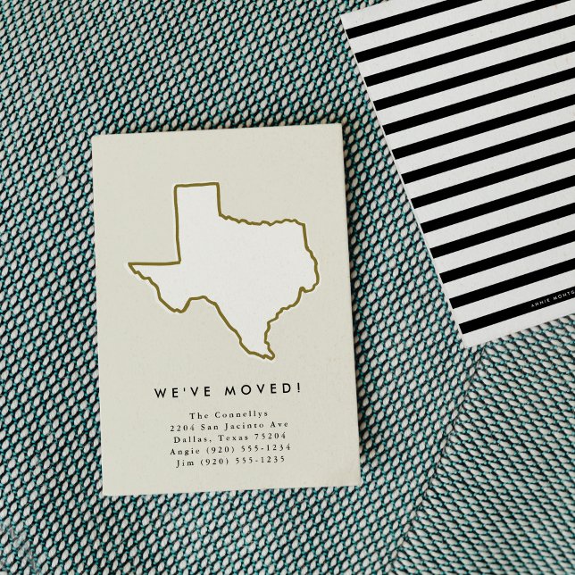 Faire-part Texas State Nous avons déplacé Chic Hand-Drawn Mov (Chic hand-drawn Texas state moving announcement.)