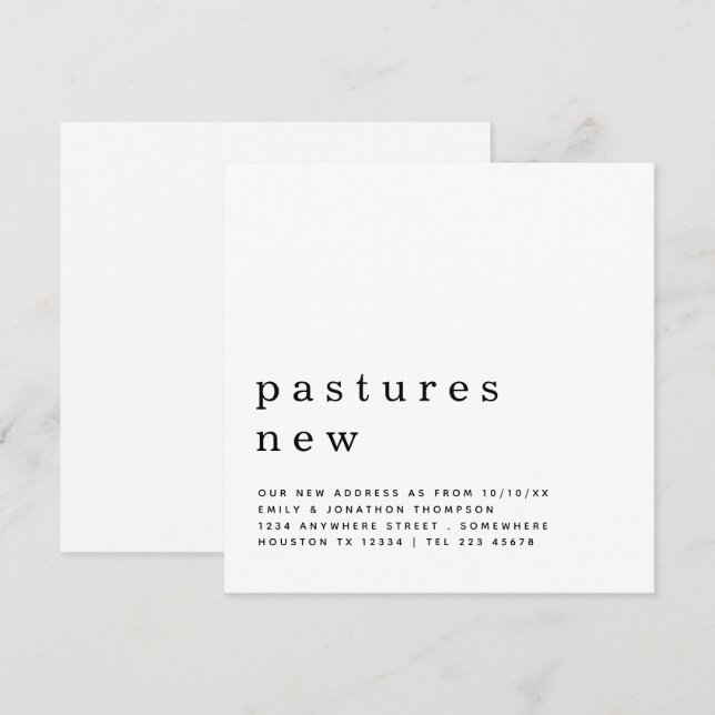 Faire-part Texte contemporain Déplacement de nouveaux détails (Devant / Derrière)