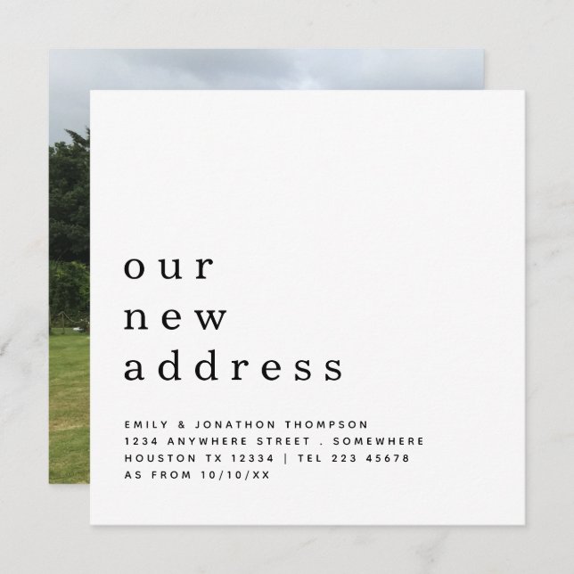 Faire-part Texte Contemporain - Photo Déménagement Détails de (Devant / Derrière)