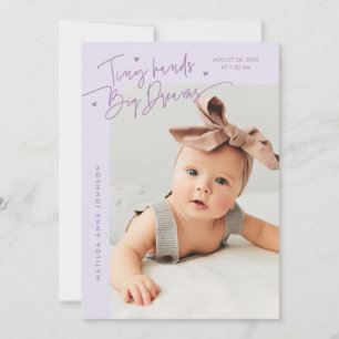 Faire-part Texte Lilac Photo Naissance Petites Mains Grands R