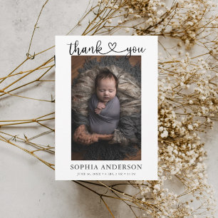 Faire-part Thank You Heart Script Photo