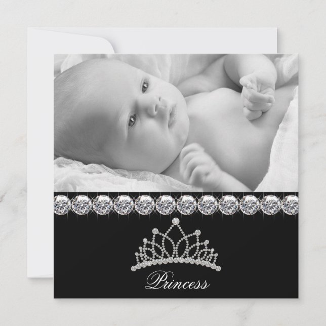 Faire-part Tiara Princess Baby Birth Annonces (Devant)