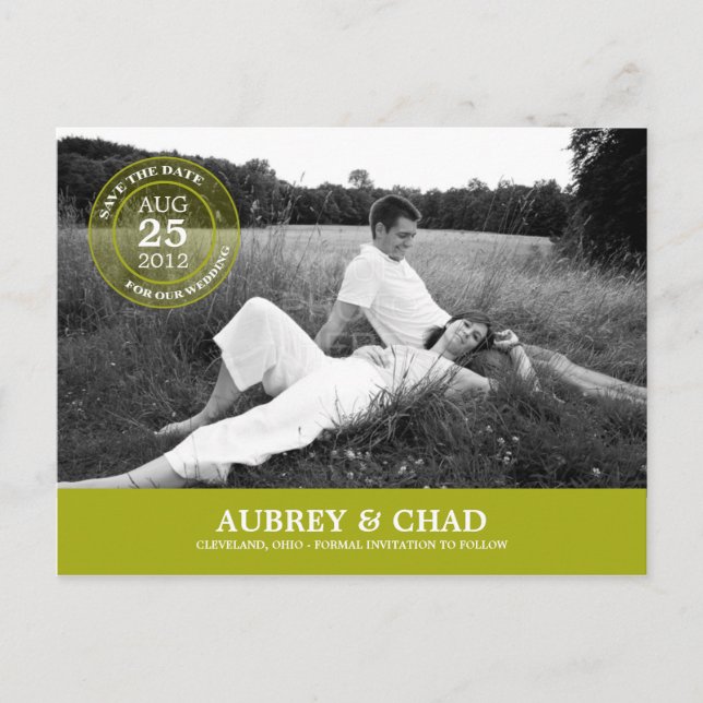 Faire-part Timbre Stylish Enregistrer La Date Carte Postale ( (Devant)