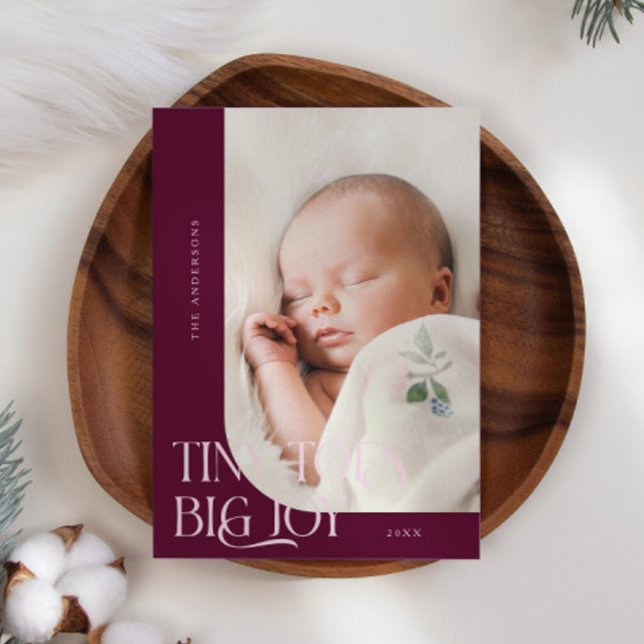 Faire-part Toile minuscule Grosse Joie Cranberry Photo Naissa (Créateur téléchargé)