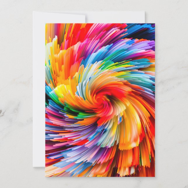Faire-part Tourbillon Moderne Abstrait Arc-en-Ciel Vibrant (Devant)