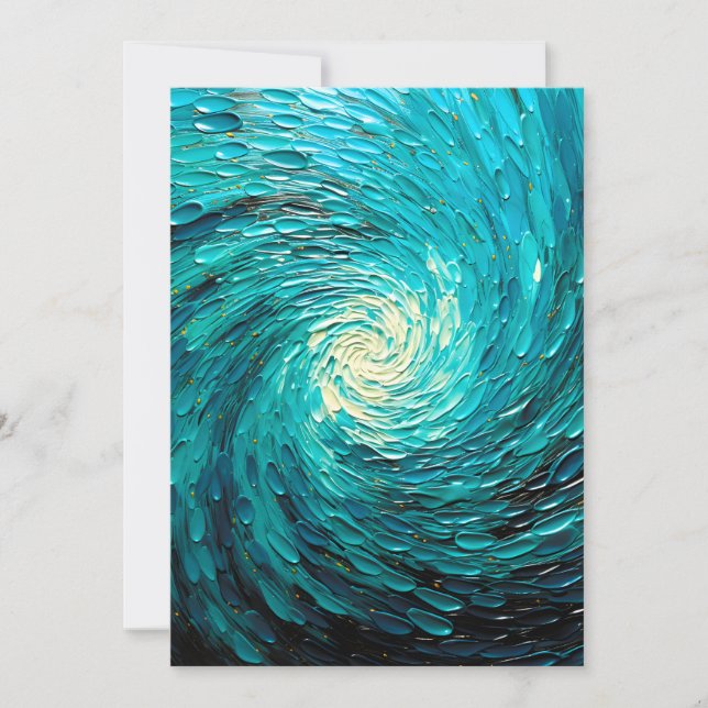 Faire-part Tourbillon océan turquoise abstrait (Devant)