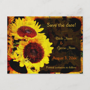 Faire-part Tournesol enregistrer la date carte postale