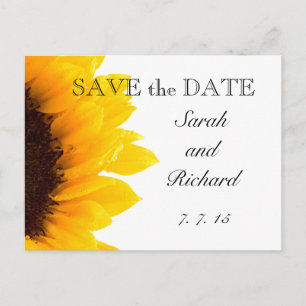Faire-part Tournesol jaune Enregistrer la date Carte postale