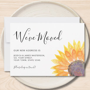 Faire-part Tournesol jaune Nous avons bougé