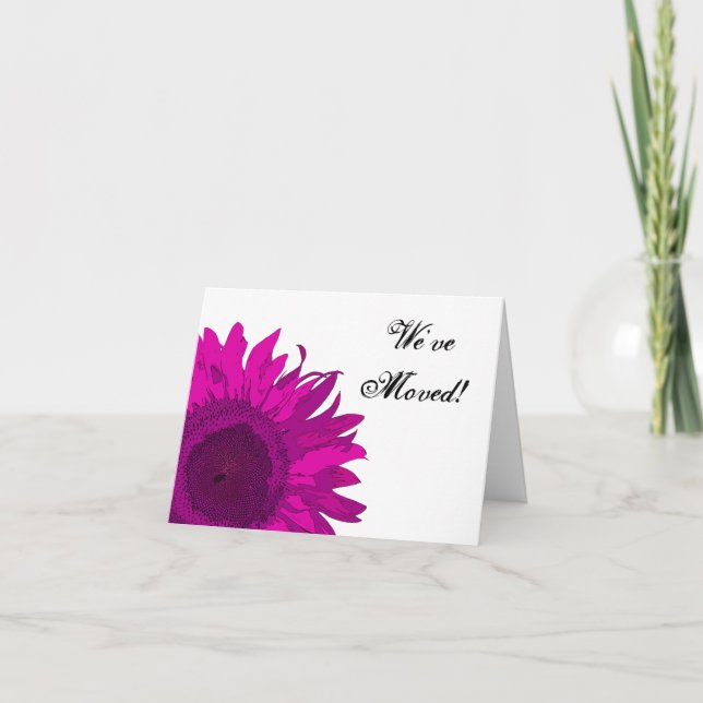 Faire-part Tournesol rose chaud Changement d'adresse (Devant)