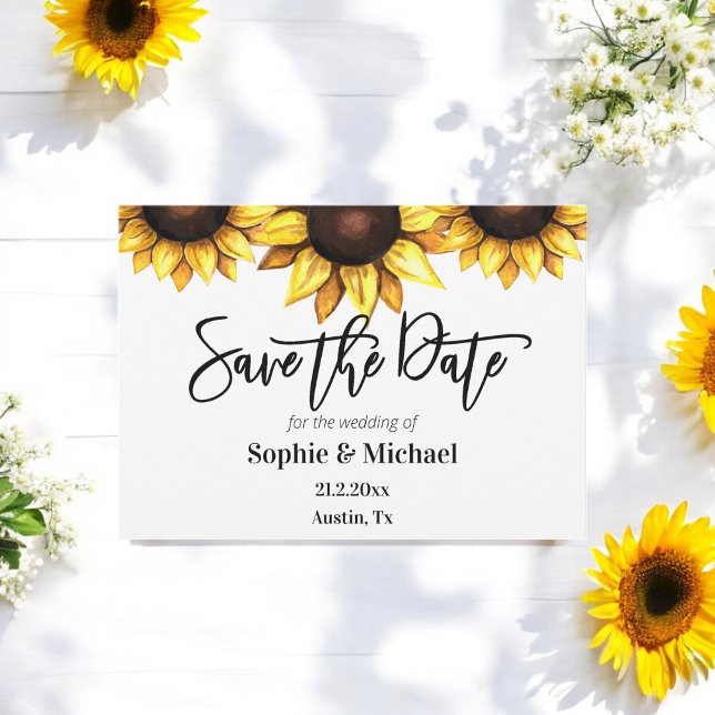 Faire-part Tournesol Sauvez la date Mariage floral (Créateur téléchargé)