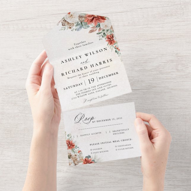 Faire-Part Tout Compris pour Mariage d'Hiver (Déchirure)