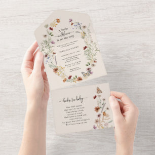 Faire-part tout-en-un Baby Shower Bohème