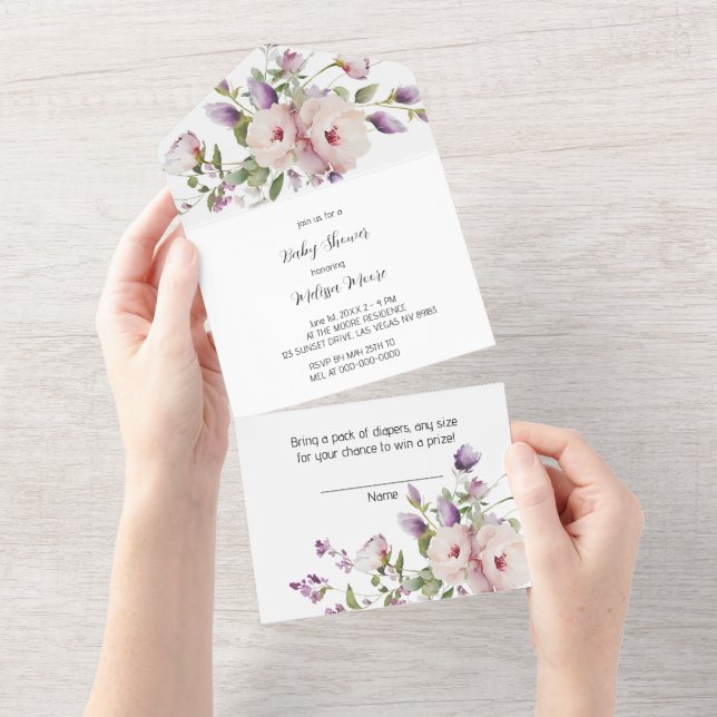 Faire-part tout-en-un sur le thème des fleurs de m (Déchirure)