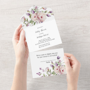 Faire-part tout-en-un sur le thème des fleurs de m