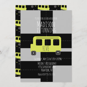Faire-part Transport scolaire Roue Bus fête d'anniversaire