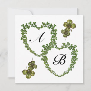 Faire-part trèfle COEURS MONOGRAMME glace