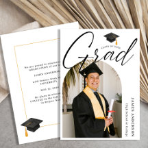 Trendy Modern Script Arch Photo Graduation 