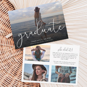 Faire-part Trendy Script Overlay Multi Photo Graduation