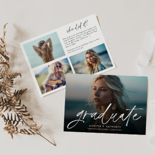 Faire-part Trendy Script Overlay Multi Photo Graduation
