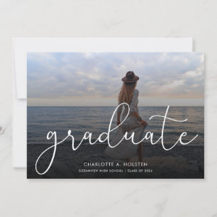 Faire-part Trendy Script Overlay Multi Photo Graduation