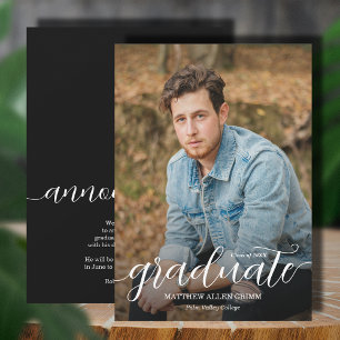 Faire-part Trendy Script Overlay Photo Graduation