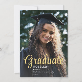 Faire-part Trendy Script Overlay | Photo Graduation de deux