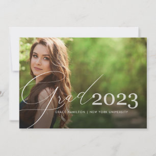 Faire-part Trendy Script Overlay Photo Graduation de deux