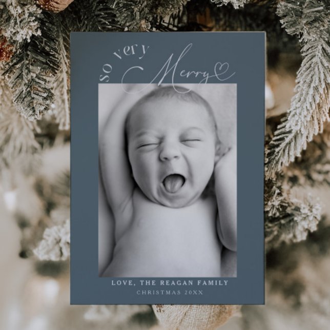 Faire-part Très Joyeux Noël Ardoise Bleu Naissance (Créateur téléchargé)