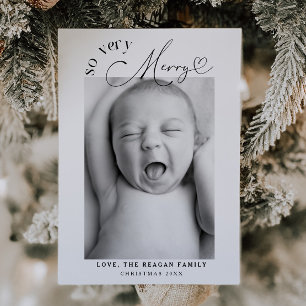 Faire-part Très Joyeux Noël Blanc Naissance