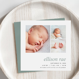 Faire-part Trio moderne   Naissance photo minimale simple