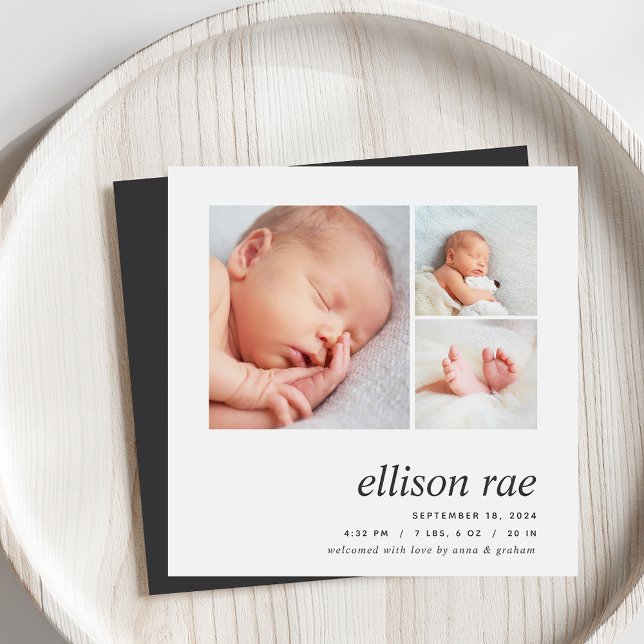 Faire-part Trio moderne | Naissance photo minimale simple (Créateur téléchargé)