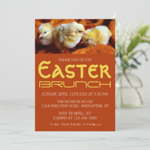 Faire-part Trois Jaunes, Jaune et Orange Brunch de Pâques