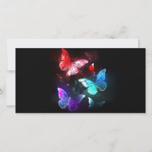 Faire-part Trois papillons lumineux sur fond de nuit