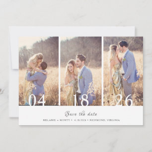 Faire-part Trois photos Collage Mariage Enregistrer la date
