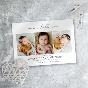 Faire-part Trois photos de naissance de bébé moderne