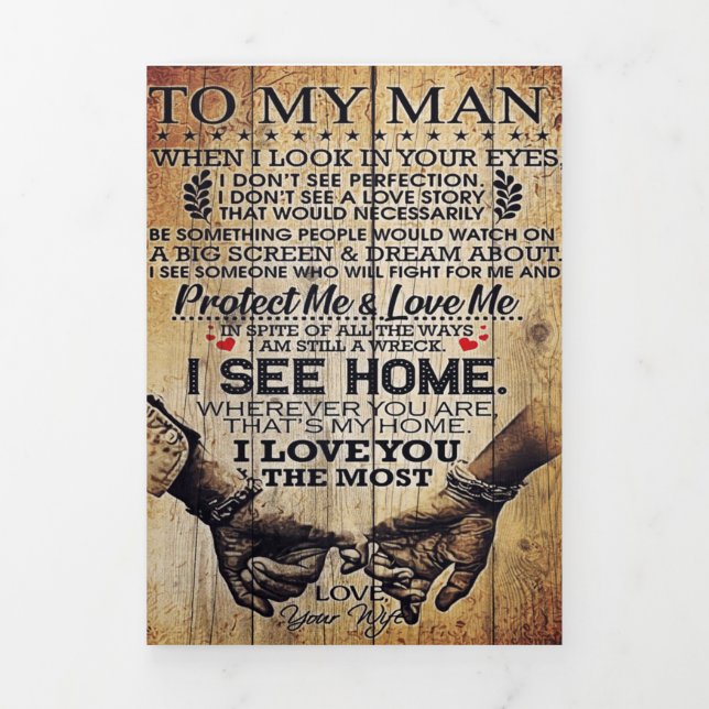 Faire-part Trois Volets À mon cadeau mari | Lettre spéciale au mari (Page de couverture)