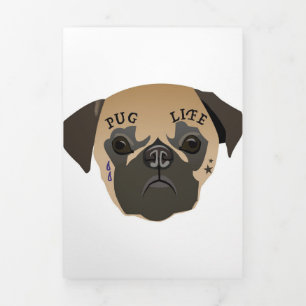 Faire-part Trois Volets Amateurs de carlin   Vie de Carlin mignonne