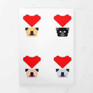 Faire-part Trois Volets Amoureux de les chiens carlins L'amour de tous l