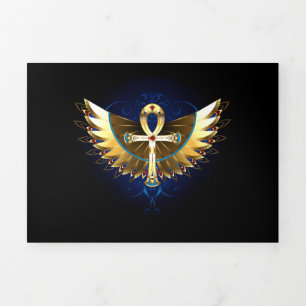 Faire-part Trois Volets Ankh or avec ailes