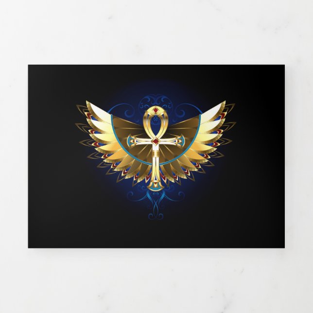 Faire-part Trois Volets Ankh or avec ailes (Page de couverture)