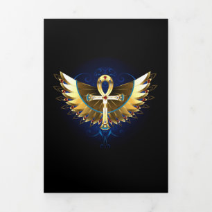 Faire-part Trois Volets Ankh or avec ailes