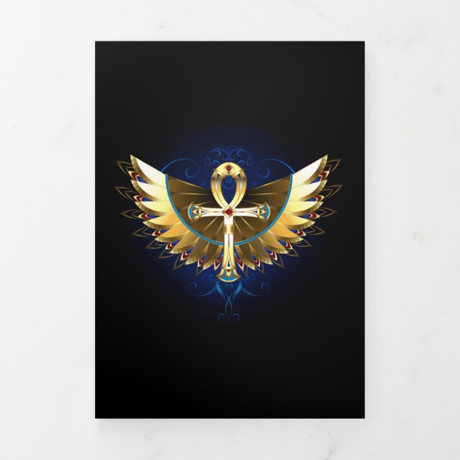 Faire-part Trois Volets Ankh or avec ailes (Page de couverture)