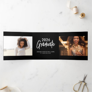 Faire-part Trois Volets Annonce triptyque multi-photos pour les diplômés