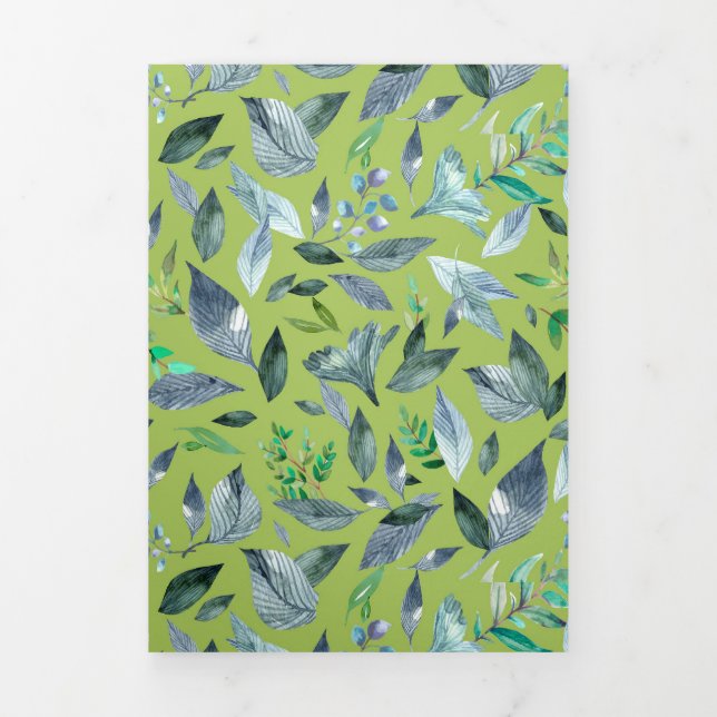 Faire-part Trois Volets Aquarelle tombée feuilles 6 (Page de couverture)