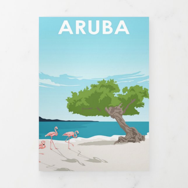 Faire-part Trois Volets Aruba Island Travel Poster (Page de couverture)